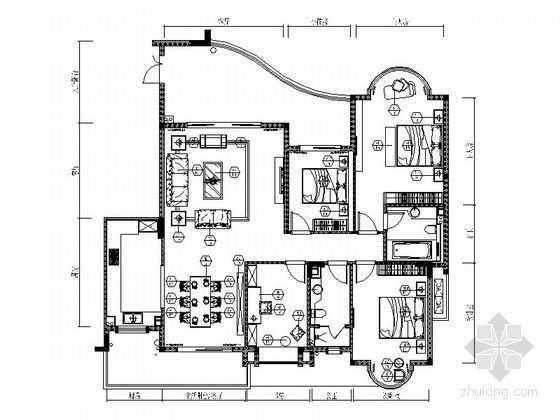四室两厅样板房施工图资料下载-[广东]某四室两厅时尚样板房装修图