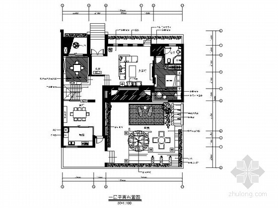 新中式排屋施工图资料下载-[苏州]双层新中式风格别墅室内施工图
