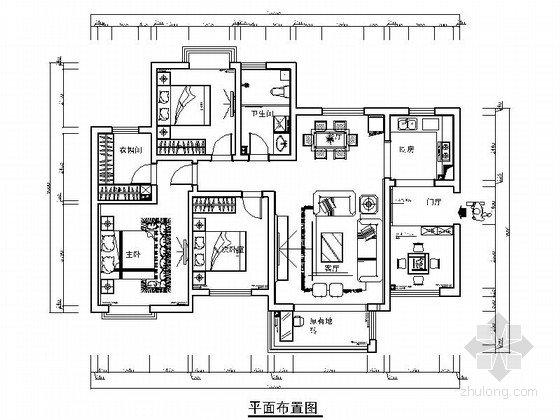 cad居室立面图资料下载-[贵阳]100㎡三居室住宅装修CAD施工图