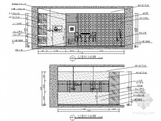 [黑龙江]创意产业孵化园现代咖啡厅室内装修施工图（含效果）走廊立面图 