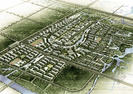 [上海]生态新城概念性规划设计方案文本（知名事务所 含CAD）-生态知名地产概念性规划设计效果图 