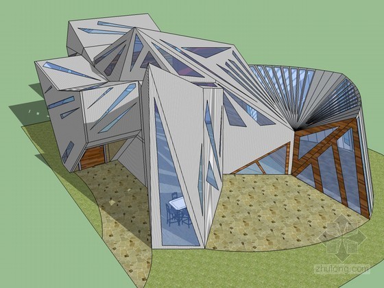 建筑异形专项方案资料下载-异形时尚建筑SketchUp模型下载