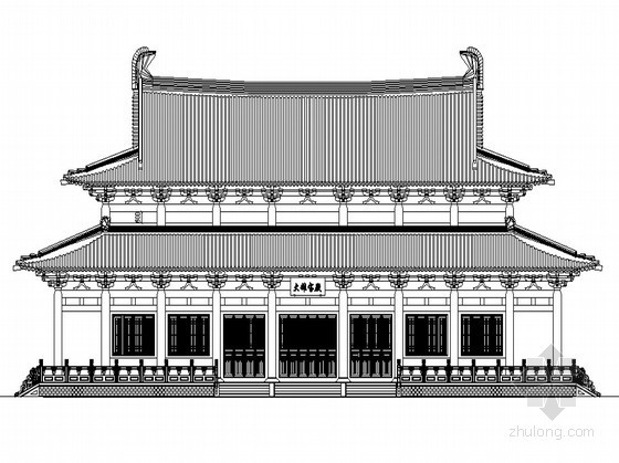 二层中式古建大雄宝殿资料下载-某仿古大殿（大雄宝殿）建筑施工图