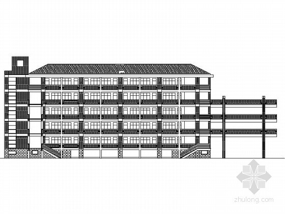 中学教学楼施工图效果图资料下载-[杭州]某中学五层教学楼建筑施工图