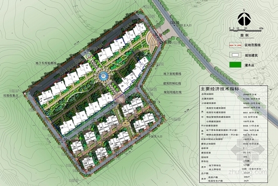 [江西]简欧风格住宅小区规划设计方案文本（含CAD 高层 多层 别墅）-简欧风格住宅小区规划设计方案总平面图