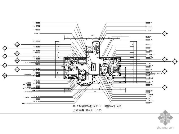 欧式风格的书房资料下载-某高档欧式风格别墅装修施工图