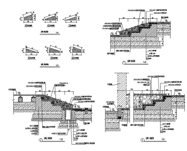 [江苏]晶水湾青椿旅居室外景观施工图设计（包含CAD+PDF）--台阶剖面详图