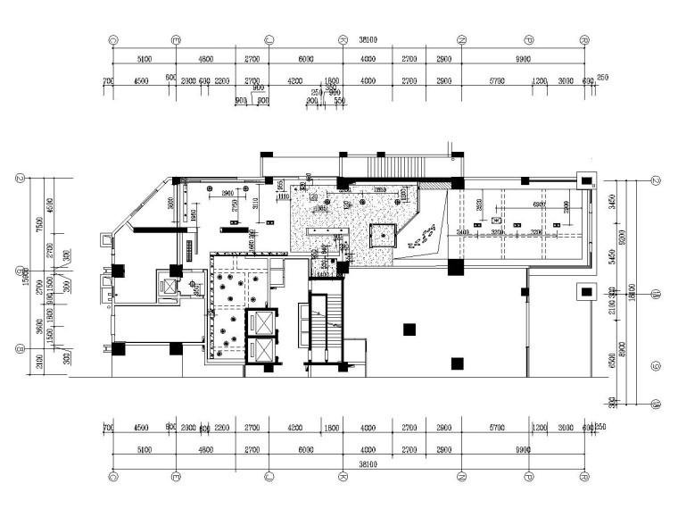 [长沙]现代简约风格主题餐厅装修施工图-一层天花布置图