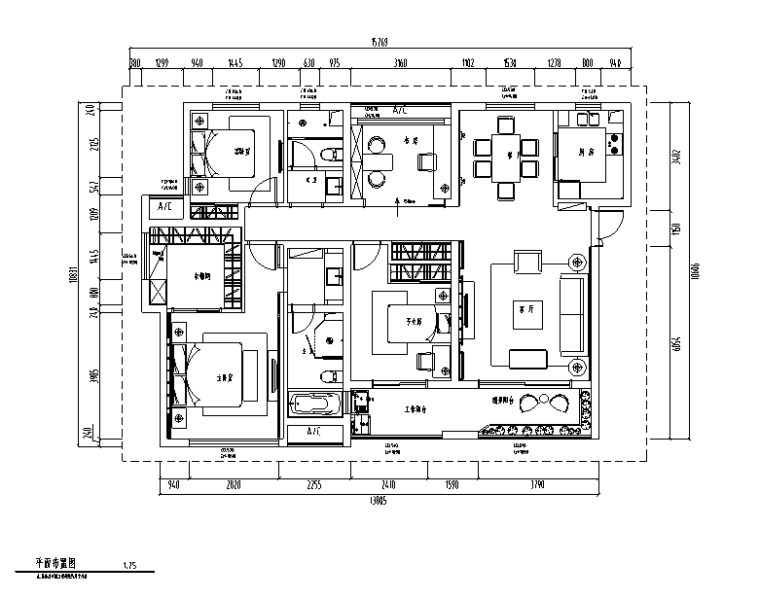 简欧七居室效果图资料下载-中式风格四居室住宅设计施工图（附效果图）