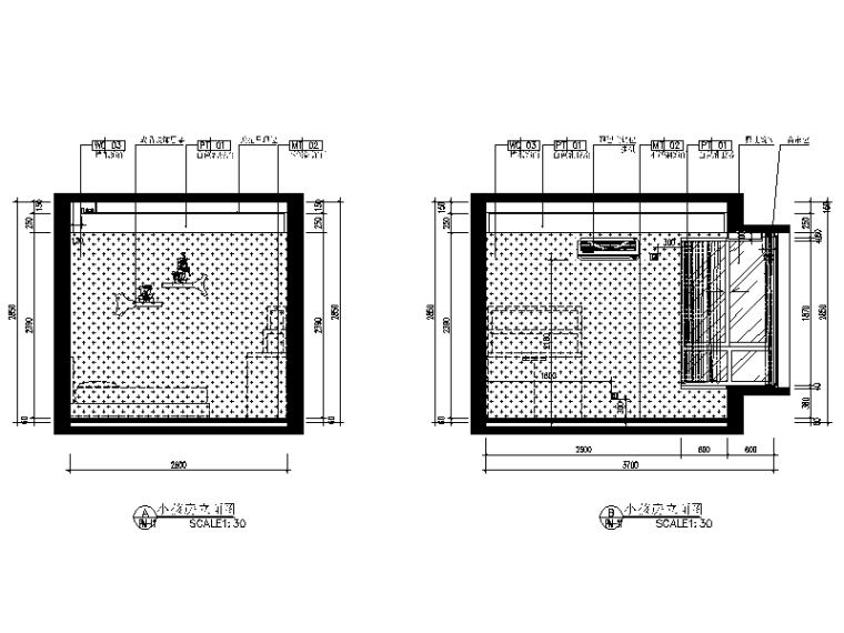 [重庆]现代简约风格样板房CAD施工图（含效果图）-【重庆】现代简约风格样板房CAD施工图（含效果图）立面图