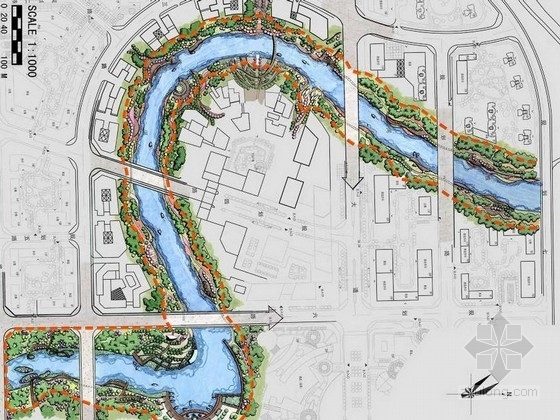 现代简约景观风格资料下载-[长沙]现代简约风格滨水商业区景观规划设计方案