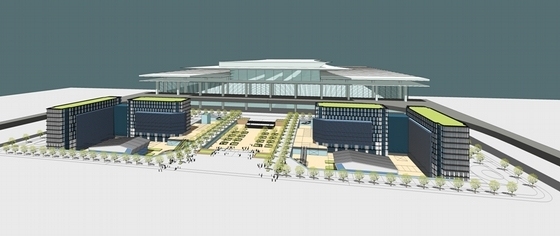 [南京]大型交通枢纽站建筑设计方案文本（知名地产）-大型交通枢纽站建筑设计效果图