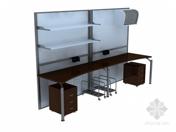 办公桌组合资料下载-型材组合办公桌3D模型下载