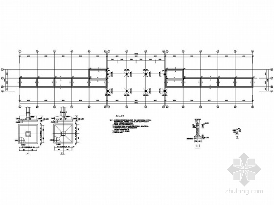 部分框架及部分砖混结构学校运动场看台结构施工图（含建筑图）-基础平面图 
