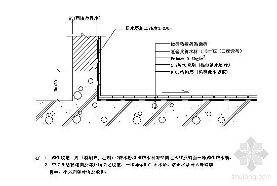 基坑防水大样图资料下载-室内及阳台防水大样图