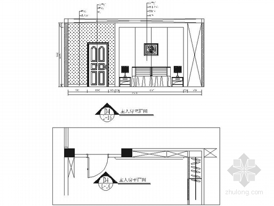 豪华现代风格四居室家居室内装修施工图主人房立面图