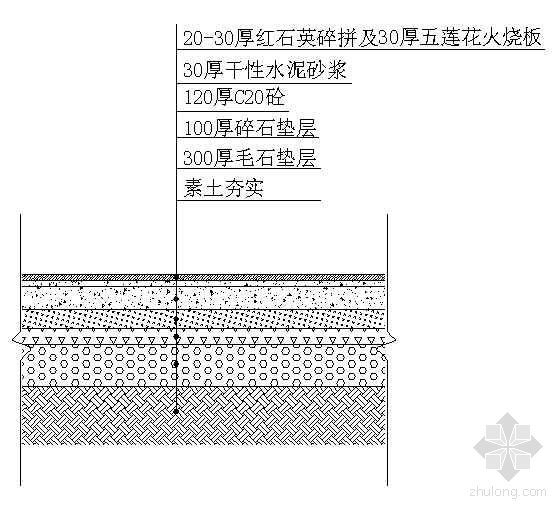 中式地面铺装cad资料下载-地面铺装断面详图 1