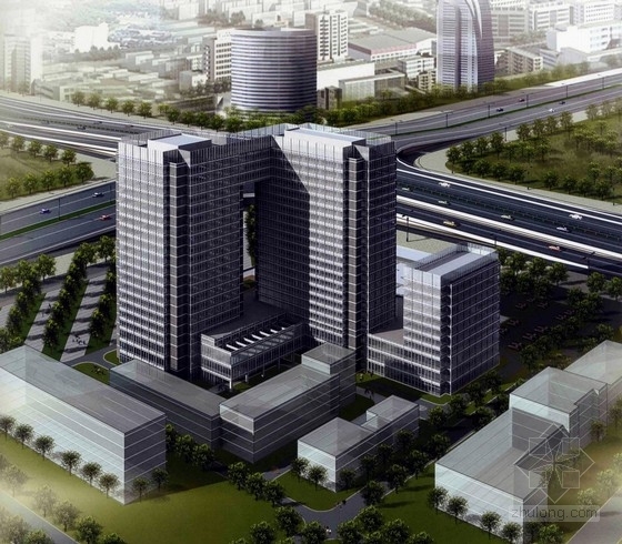 北京科研办公建筑资料下载-[北京]玻璃幕墙办公综合体建筑设计方案文本