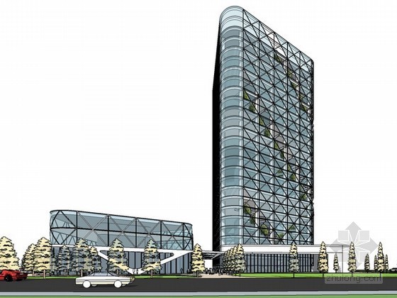80米高层办公楼资料下载-高层办公楼建筑sketchup模型下载
