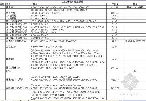 重庆某生化池土建工程预算及合同（附图）- 