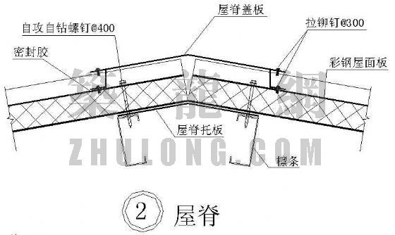 钢结构彩钢板隔断节点图资料下载-彩钢板节点----屋脊