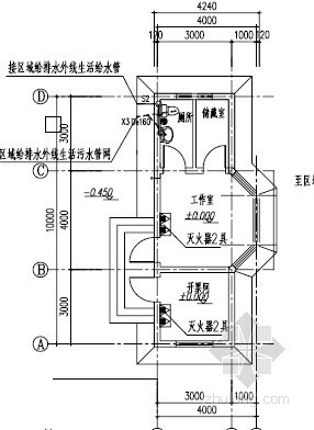 雨水井cad图例资料下载-[上海]地磅房给排水消防施工图
