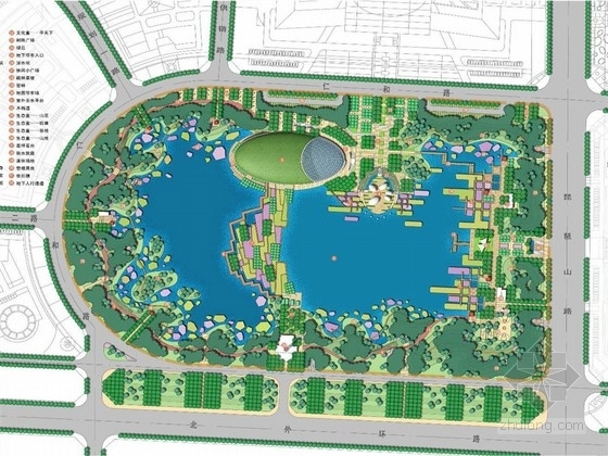 道路水系景观资料下载-[山东]城市新区起步区公园、道路及水系景观设计方案（北京著名景观公司）