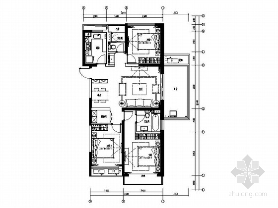豪华三居装修图资料下载-[原创]现代极致简洁的三居室装修施工图