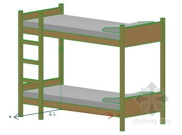 室内cad双层床资料下载-双层床 ArchiCAD模型