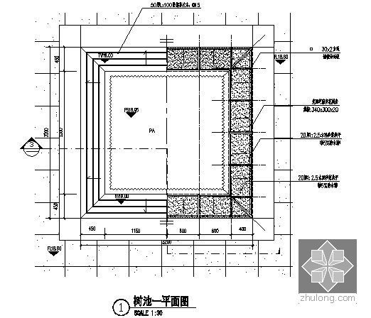 [安徽]滨河绿地景观工程量清单控制价(含图纸)-树池平面图