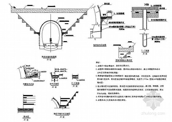 隧道明洞防排水资料下载-新建铁路专线隧道明洞结构防排水节点详图设计