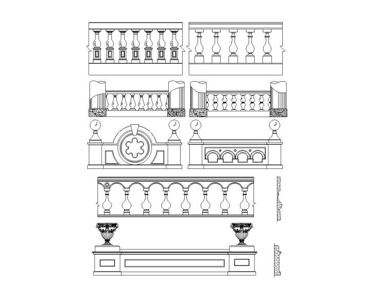 11套欧式栏杆详图设计——建筑详图-欧式栏杆详图1