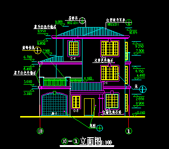 别墅建筑技术指标资料下载-三层典型别墅建筑图
