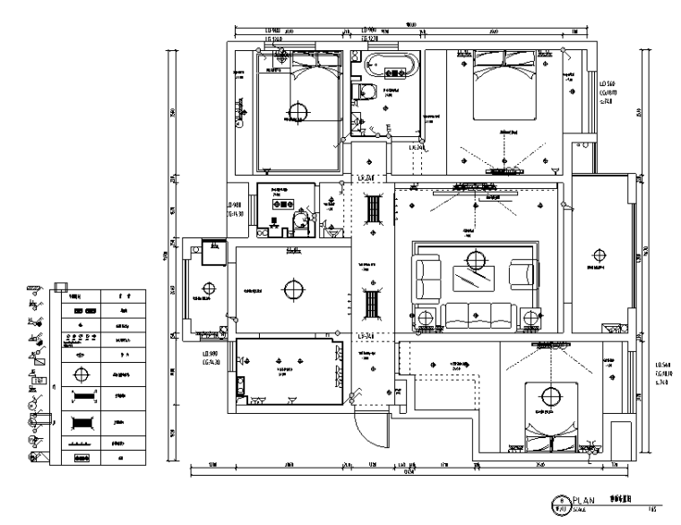 山湖一号白色素雅样板房设计施工图（附效果图）-顶面布置图