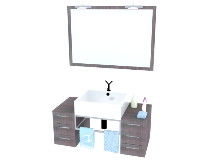 现代柜3d模型资料下载-现代洗手盆柜3D模型下载