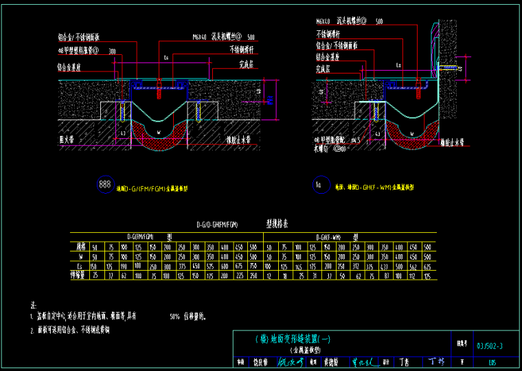 变形缝金属盖板资料下载-变形缝装置CAD