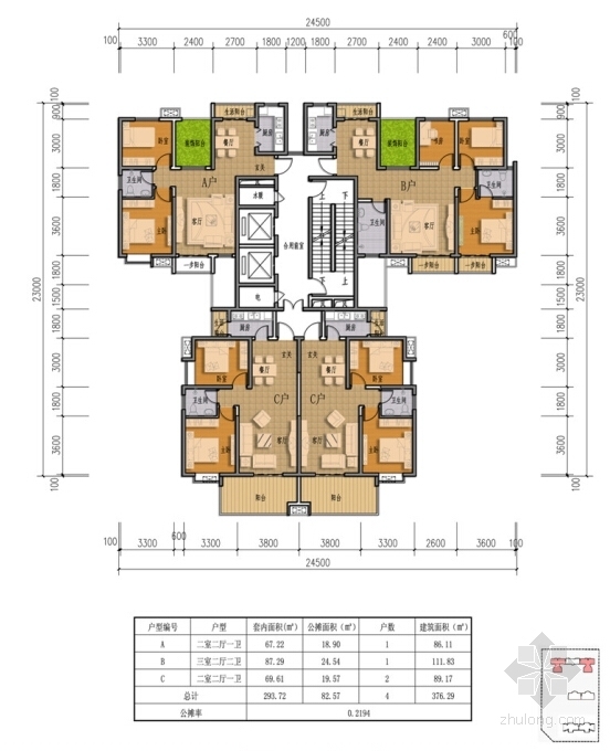 [陕西]artdeco风格高层居住区规划设计方案文本-artdeco风格高层居住平面图