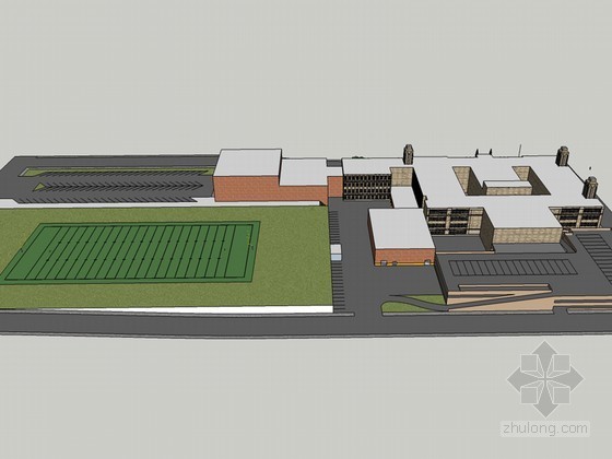 学校操场3d模型资料下载-现代建筑操场SketchUp模型下载