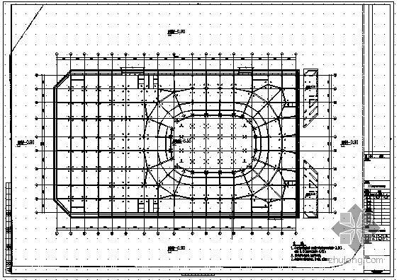 某体育中心及图书馆改造项目基坑围护SMW方案图纸-综合篮球馆围护结构平面布置图 
