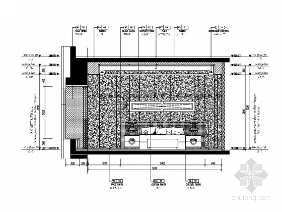 [上海]高档连锁五星级酒店三间套房施工图-套房立面图