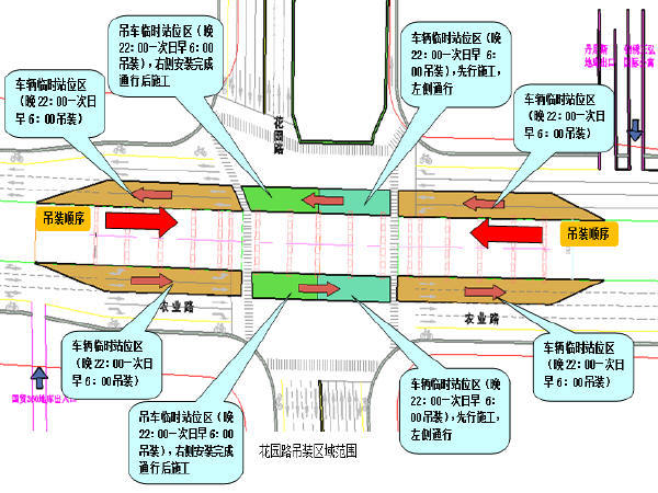 [专家论证]双向六车道高架桥三跨变截面连续钢箱梁施工专项方案255页（含保通，焊接，加工）-钢箱梁吊装场地平面图