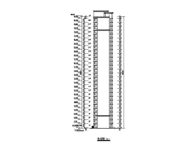 [广东]简约欧式风格塔式住宅楼建筑设计方案文本（含多张CAD）-简约欧式风格塔式住宅楼建筑剖面图