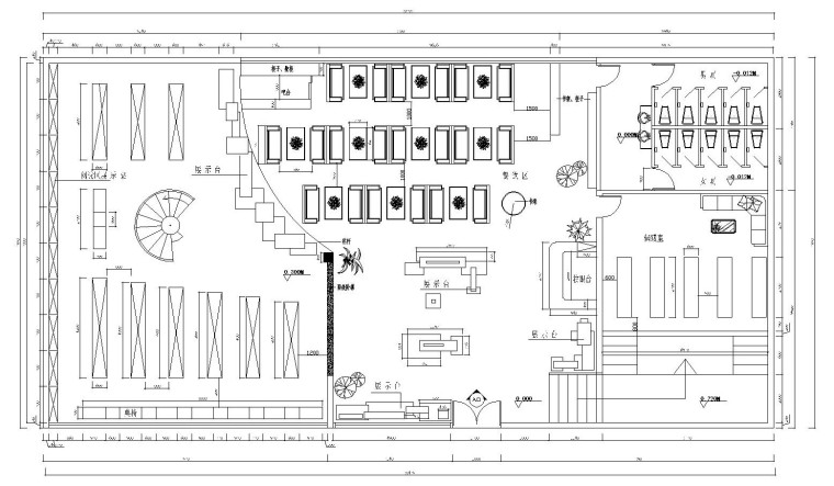 餐饮空间设计剖面图资料下载-[湖南]长沙网红书吧内部空间布局及施工图设计（34张）