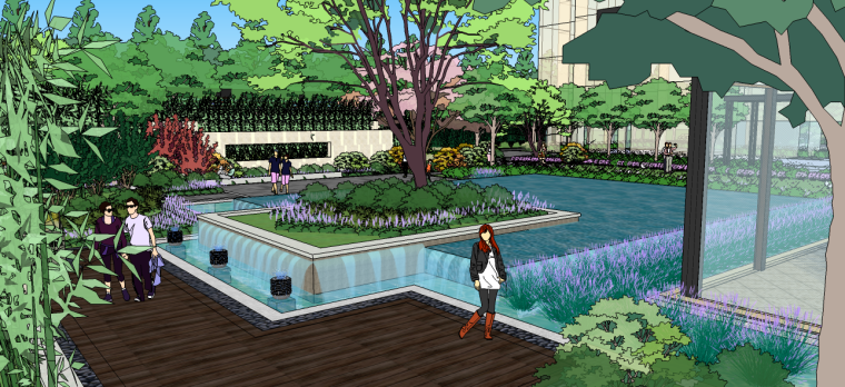 景观新中式酒店模型资料下载-新中式庭院宅间景观su模型