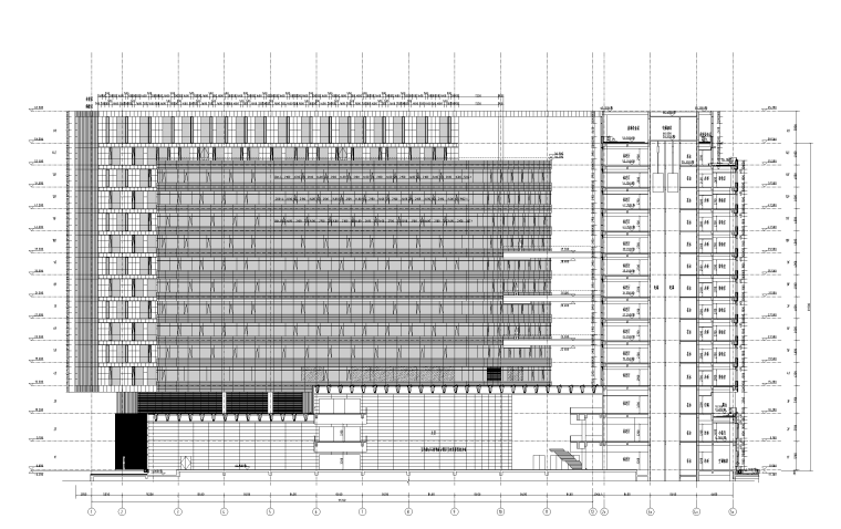 [上海]金融企业办公大楼建筑施工图（100+张CAD）-3-3剖面图