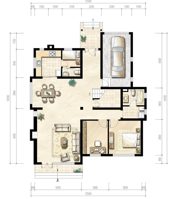 户型为二层半独栋别墅，砌体结构别墅建筑文本（包含CAD+效果图）_2