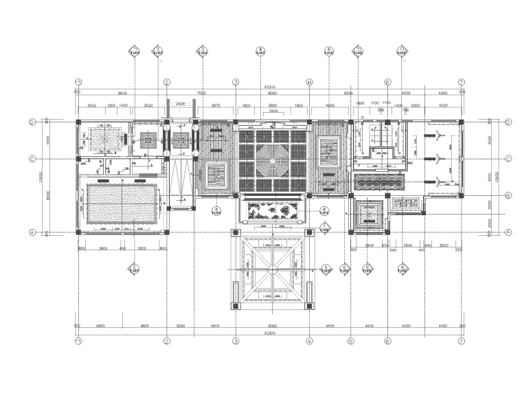 天润曲轴天福山会议中心办公空间深化施工图+高清效果图-2大堂天花平面布置图_看图王