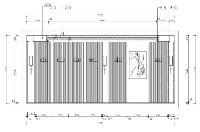[杭州]新中式四居室施工图设计（附3D模型+高清效果图）-客厅B立面图