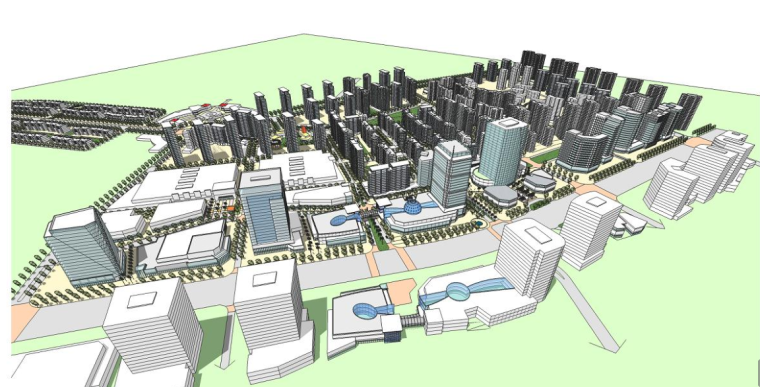 [山东]知名地产青岛四方生态新都中心城市概念规划（现代商业）A-3 总体鸟瞰