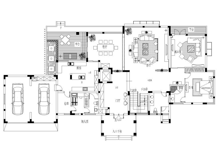 现代客厅家装效果图资料下载-[上海]某豪华别墅家装设计施工图及效果图